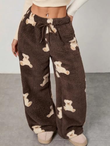 Image of Leopard Pants Women Therian Fuzzy Pajama Pants Y2k Cheetah Pants Grunge High Waisted Fluffy Pants