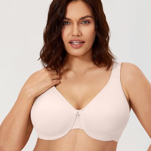 Image of CALVENA Women's Full Coverage Minimizer Bra | Plus Size, Underwire Support, Seamless Smooth Cups, U-Back
