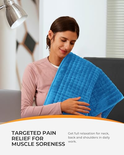 Image of CooCoCo Large Electric Heating Pad for Back Pain & Cramps Relief, Auto Shut Off, Machine Washable, FSA Eligible Heat Pad for Neck & Shoulder, 17x33 inch