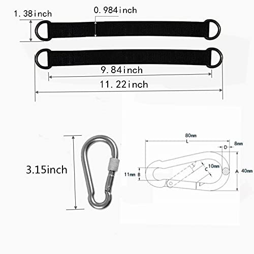 Short Straps Tree Swing Strap Hanging Kit,Hammock Straps 2 Pcs 9.84Inches With Heavy Duty Safety Lock Carabiner Hooks(Holds 440Lbs) For Swing Hammocks Yoga Seat Sandbags Gym Equipment Pulley System #TOP1