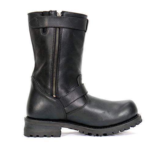 Hot Leathers BTM1018 Men’s Black Tall Harness Flag Skull Boot with Round Toe - 94