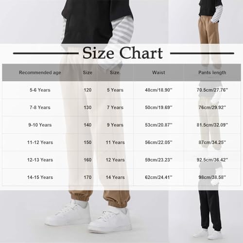 Boys Sweatpants Casual Elastic Wasit Pull On Trouser with Pockets Slimming Fashion Lounge School Pants for Boys 5-15Y3