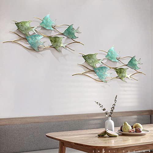 Décoration murale en métal poisson rétro, objet suspendu océan côtier