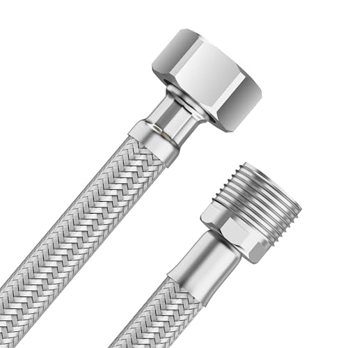 YUANNY Manguera flexible de 3/8 pulgadas IG x 3/8 pulgadas IG, manguera de conexión en ambos lados, 100 cm, manguera de conexión, manguera flexible para grifo, válvula de esquina, lavabo, grifo de