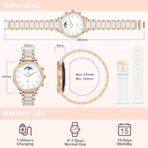 Image of GAMESIR GEN 11 Round Dial Luxury Smart Watch Wireless Charging Long Battery Backup AMOLED Display Waterproof BT Calling Multi Watch Faces Health & Activity Tracker Smartwatch for Women & Girls -Pink