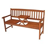 DEGAMO Gartenbank 3-sitzer mit Ausklapptisch Eukalyptus geölt