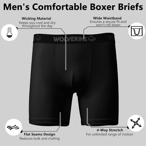 WOLVERINE Men's Boxer Briefs Soft Breathable Moisture-Wicking with Tag Free Underwear for Men 3-Pack2