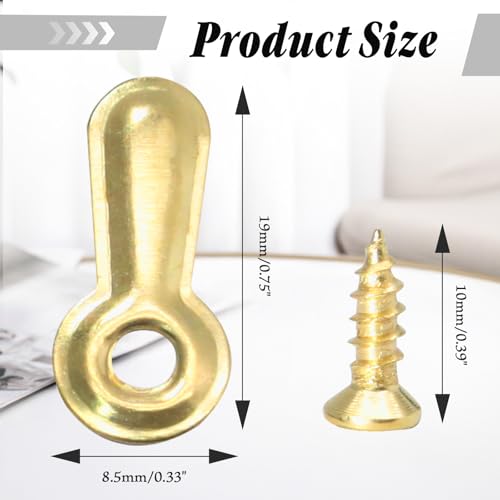 Image of Bonsicoky 100 Pack Metal Picture Frames Turn Button Fasteners with 100 Pieces Screws - Frame Picture Hardware Backing Clips for Hanging Pictures, Photos - Gold