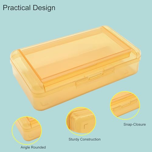 Image of 1 PCS Double Layer Large Capacity Translucent Plastic Hard Pencil Box with Snap-tight Lid, Stackable, for Office School Supplies (Yellow)