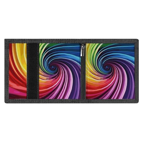 Rainbow Spiral Trifold Wallet for Men - Money Clip Slim Wallets with Multiple Card Slots Minimalist Small Front Pocket Wallet for Everyday Carry4