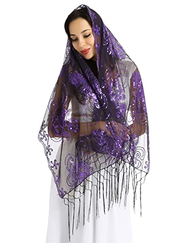 Women's 1920s Scarf Wraps Sequin Deco Fringed Wedding Cape Evening Shawl Vintage Prom3