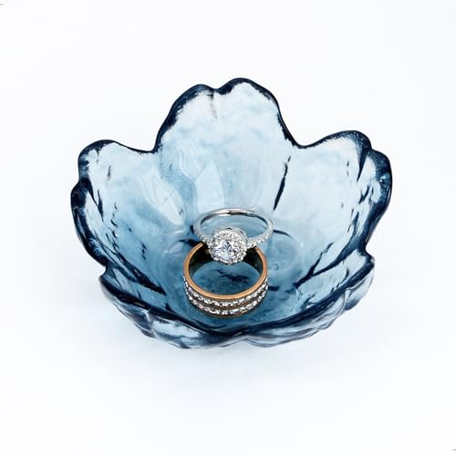 BIHOIB Crystal Blue Flower Ring Dish Jewelry Tray,...