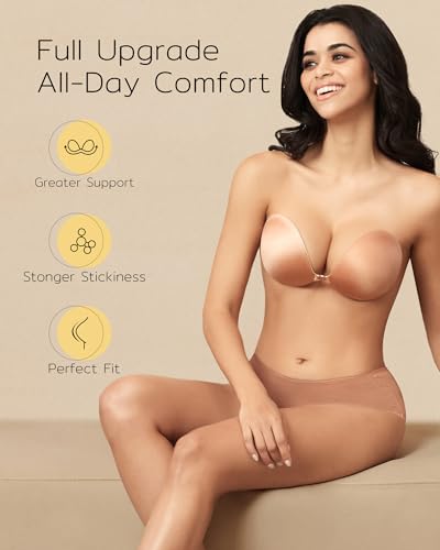 Image of Niidor 2025 New Magnetic Sticky Bra Strapless Adhesive Invisible Push up Silicone Bra with Magnetic Clasp for Women Backless Dress