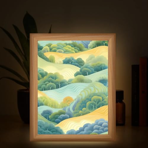 Light Up Painting, Colorful Forest Wall Art Picture Light Abstract Forest Light Up Desktop Art Frame, 10 Brightness, USB Powered, 3 Lighting Modes, Anxiety Relief Decor Gift for Bedroom Home
