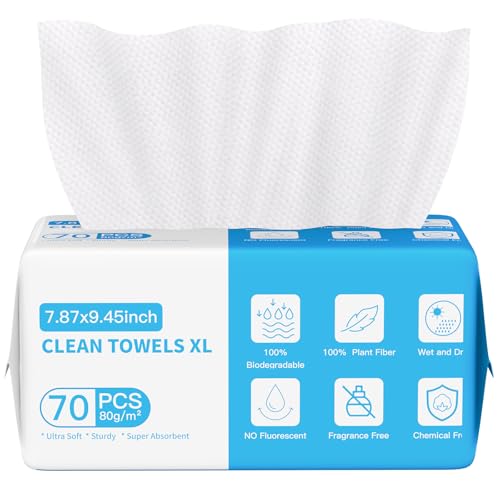 Skincare XL Abschminktücher Fusselfreie Gesichtshandtücher Einmalwaschlappen, 100 % Biologisch Abbaubare Gesichtstücher Einmaltücher,Einweg-Hautpflegetücher zur Reinigung und Make-up-Entfernung