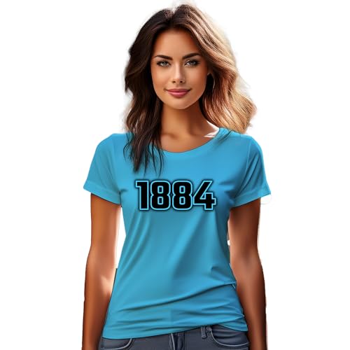 T-shirt 1884 femme bleu ciel aux finitions soignées et coton premium unique