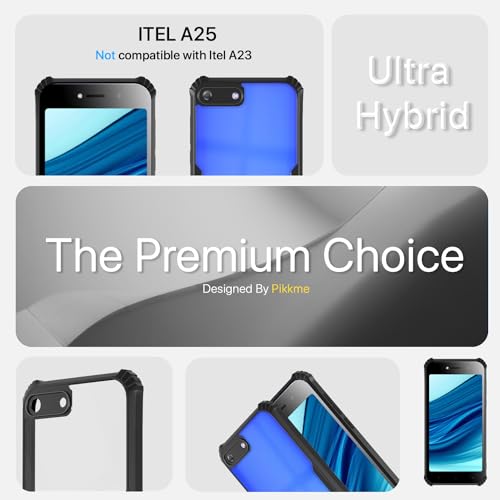 Image of Pikkme itel A25 Back Cover | Crystal Clear Transparent Back | Ultra Hyrbid | Full Camera Protection | Raised Edge | Bumper Back Case (Black)
