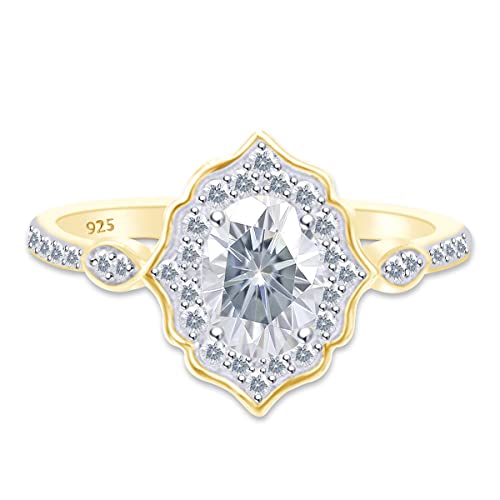 SAVEARTH DIAMONDS 1.00 Cttw Moissanite Lab Created Diamond Flower Vintage Design Engagement Ring for Women In 18k Gold over Sterling Silver2