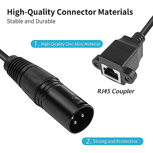 YACSEJAO 3 Pin XLR to RJ45 Adapter 2PCS RJ45 to XLR DMX Cable 15CM XLR 3pin to RJ45 Adapter Cable for Stage and Recording Studio - Image 2