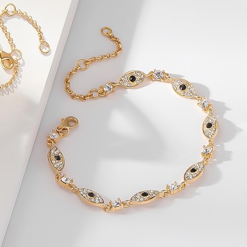 Evil Eye Bracelets Gold Bracelet for Women Good Luck Amulet Jewelry Gold Plated Dainty Chain Stackable Evil Eye Charm Protection Bracelet Minimalist Jewelry4