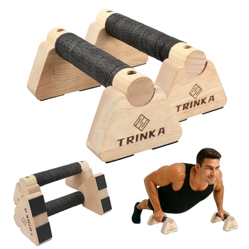 Wooden Parallettes Push Up Bars, 2 PCS Wood Calisthenics Bars with Non-Slip Base, 20CM Pushup Handles for Home Fitness, Workout Equipment for Men and Women Strength Training