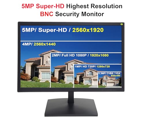 Image of 101AV 19.5 inch 5MP Professional Security Monitor with HDMI & BNC, 24 /7 | Directly Connects to Super HD 5MP /2560x1920 TVI, AHD, CVI & CVBS Cameras, 1 HDMI Input, 2 BNC Inputs & 1 BNC Output