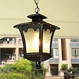 Kronleuchter Schwarz Quadratisch Retro Außen Hängelam1Xe27 - Wasserdicht...