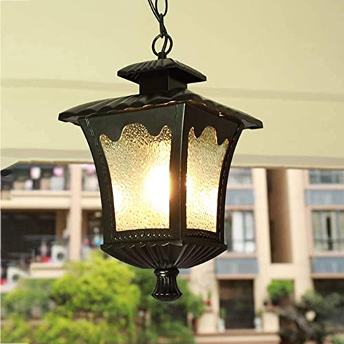 Suspension Extérieure pour Pavillon de Jardin Luminaire Rétro Noir E27 Lampe de Repas Balcon