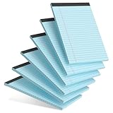 AILZFEI 6 kleine Notizblöcke, 12,7 x 20,3 cm, liniert, blau, Notizblöcke, 6 Stück, Arbeitsrücken-Schreibblöcke, 5 x 8 Rechtsblöcke, perforiert, schmal, liniert, Blau