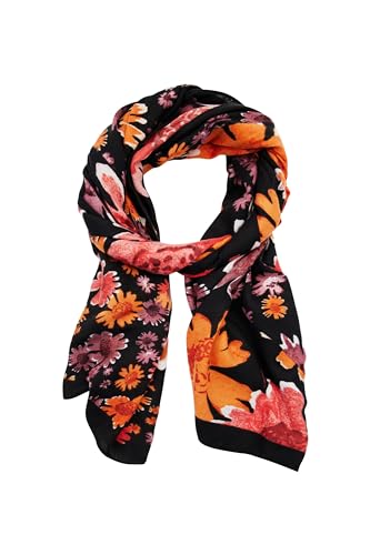 Desigual Fou_Poppy Flower RECTANGL Foulard, noir, taille unique, Noir, taille unique