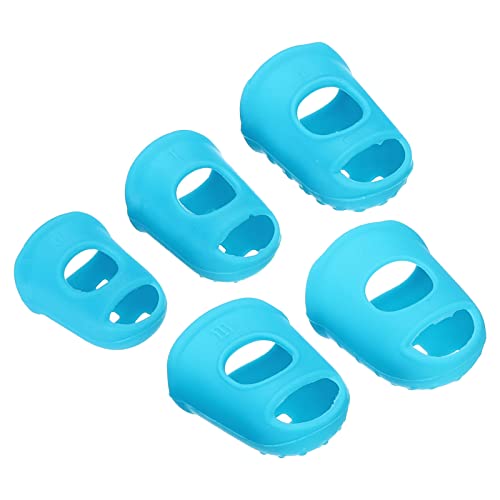 PATIKIL Rubber Finger Tips, 20 Pack Silicone Thumb Fingertip Protector Covers Pads Thimble for Guitar Playing Office Counting Sewing, Sky Blue 5 Size Assorted
