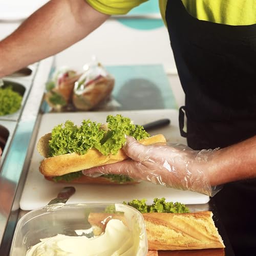 si 1000 PCS Guantes Desechables de Plástico Transparente de Polietileno, Guantes de PE Transparentes para Cocinar Limpieza Pintura Coloración del Cabello