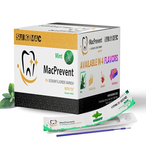 MacPrevent 5% Sodium Fluoride Varnish with TCP 0.4ml of Varnish and One Applicator Brush Remineralizing Toothpaste Fluoride Toothpaste for Enamel Repair Oral Care Dental Supplies | (50 Mint)