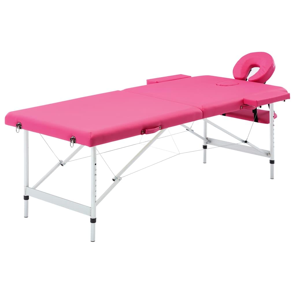 Massageliege klappbar 2-Zonen mit Aluminiumgestell höhenverstellbar Rosa für Physiotherapie Shiatsu Reiki