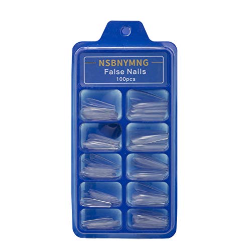 NSBNYMNG CLEAR nail tips–100pcs Curved ballet french false nails with case for nail salons and DIY,10size.
