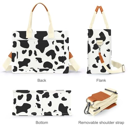 Image of Canvas Tote Bag for Women with Pockets Crossbody Bag Tote Shoulder Handbags Casual Work Bags Everything Tote Bag