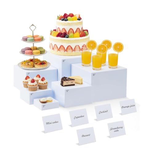 Soportes de buffet y catering: juego de 6 elevadores organizadores para mesa de postres y joyas 2