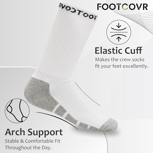 Cushioned Crew Socks for Women & Men - 6 Pairs Ultra Soft Crew Socks - Non-Slip Crew Boot Socks - Size 6-123