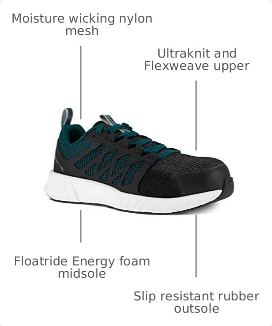 Image of Reebok Womens Rb314 Womens Fusion Flexweave Work Safety Toe Athletic Work Shoe Heritage Teal