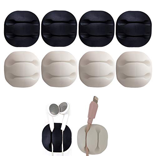 Cable Clips Organizer for Headphone Cable(4 Black+4 White),Cable Holder,Wire Holder for Nightstand,Office,Computer,Charging Cable,Headphone Cable,Cubicle,Nightstand.(Great for Small Cable or Wire)