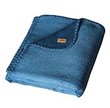 INTI REPUBLIC Alpaca Wool Throw Blanket | Ultra Soft, Lightweight, Warm, Breathable, Non-Itchy | Classic, Elegant-Minimalist Design for Bed, Couch, Travel, or Gift | 64' L x 45' W (Violet Blue)