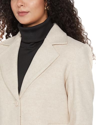 Image of Qube By Fort Collins Women's Semi-Long Tweed Coat with Knitted Finish - Elegant Winter Outerwear for Casual and Formal Looks