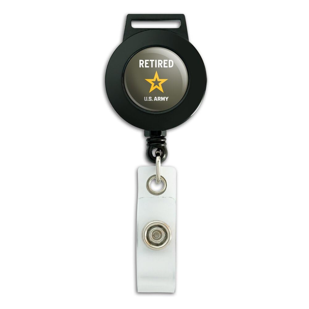 U.S. Army Retired Logo Lanyard Retractable Reel Badge ID Card Holder