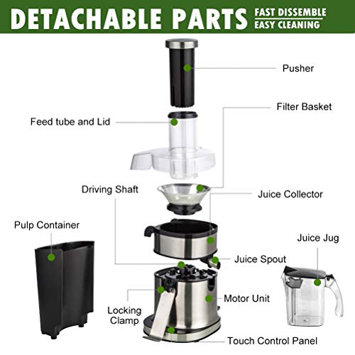 Somoya Citrus Squeezers Centrifugal Juicer Machine,Electric Juice Extractor Easy To Clean-Upgraded Version Led Touch Control With Big Mouth 3"Feed Chute For Whole Fruits Vegetables,Stainless Steel 800W Large Size #TOP5