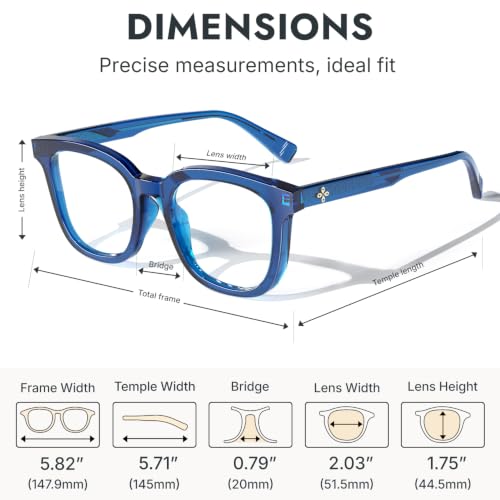 Image of VISOONE Square TR90 Lightweight Anti Glare UV400 Gaming Computer Glasses | 99% Digital Screen Filter Non-Prescription Clear Lens Oversized Frame Trendy Fashion Blue Light Blocking Women Men NOE