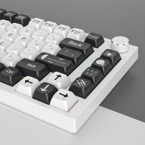 Image of PBT Keycaps XDA Profile Black & White Custom Keycaps Set for 61 /64 /68 /84 /87 /100 /104 MX Switches Mechanical Keyboard
