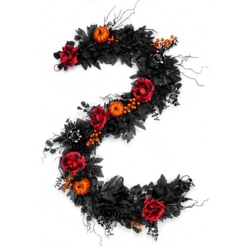 Grooy Halloween Garland 6FT, Red Rose Pumpkin Vine for Door Wall Decor by Grooy - Used condition - Image 8