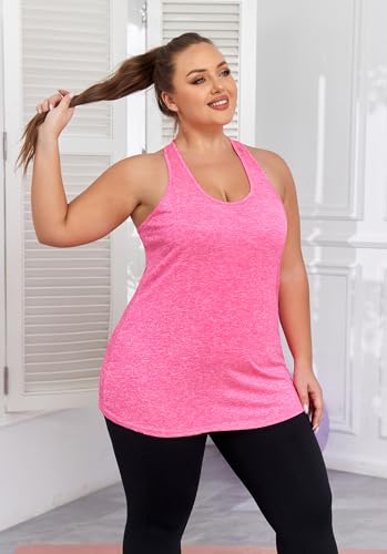 Image of ForHailey Women's Plus Size Cross Back Workout Tank Tops Athletic Shirts