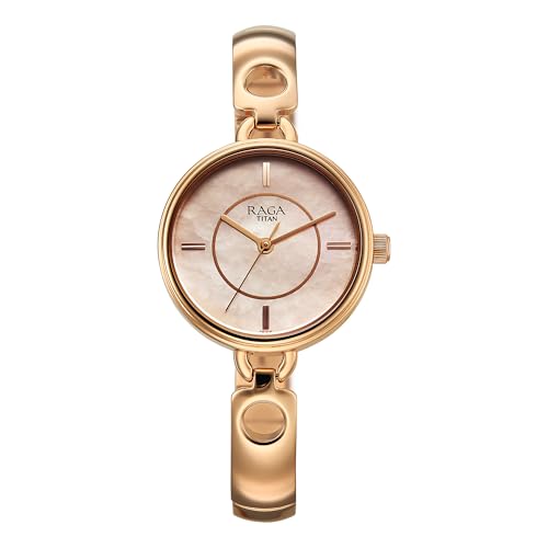 Image of Titan Raga Contempore Quartz Rose Gold Round Dial Men's Watch | Brass Solid Link Strap Material | Watches for Man | Watches for Men Analog - 2774WM01F