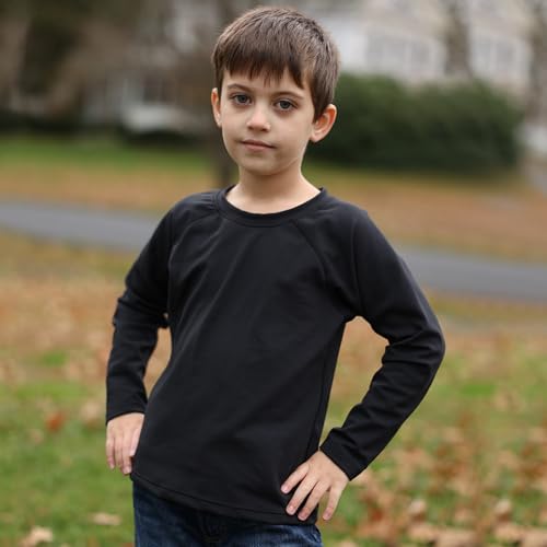 BIG ELEPHANT 2 Pack Youth Boys Compression Thermal Shirt Fleece Lined Base Layer Long Sleeve Athletic Baseball Undershirt3